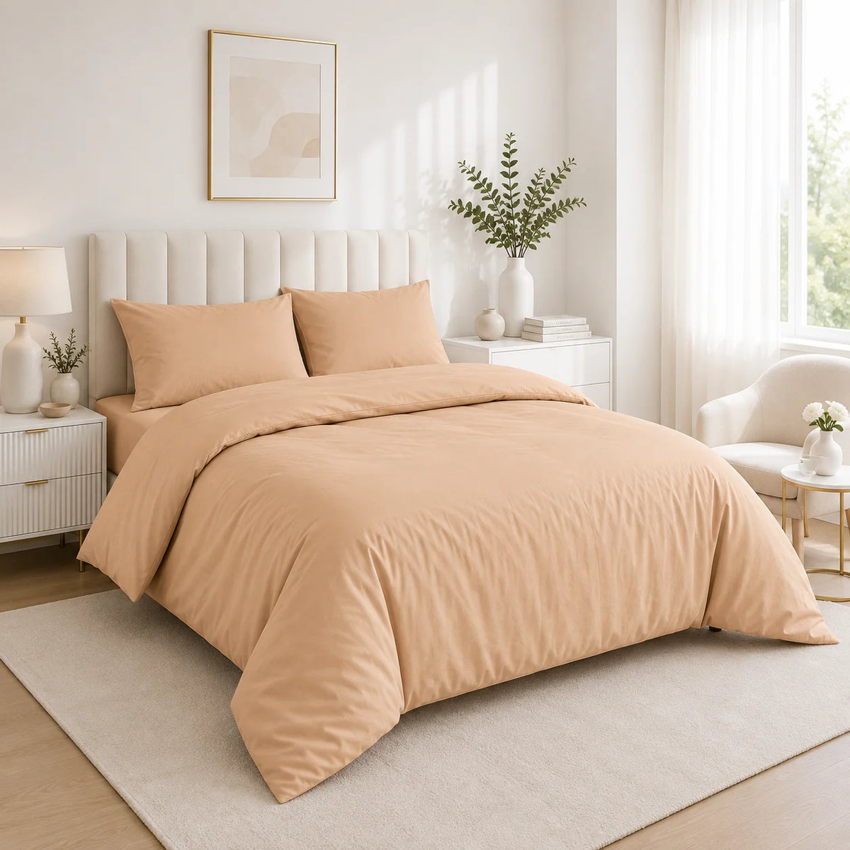 Duvet Cover with Pillowcase Polycotton Plain Dyed Quilt Bedding Set Available Size Single Double King