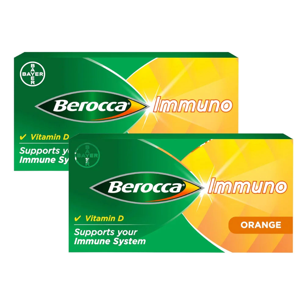 Berocca Immuno Effervescent Tablets, 11 Vitamins and Minerals, Including Vitamins D, C, A, B9, Zinc and Iron