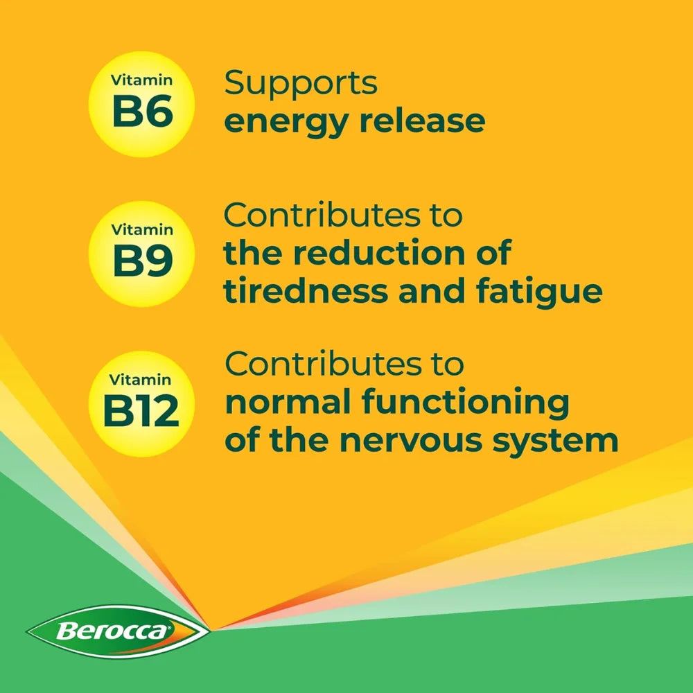 Berocca Immuno Effervescent Tablets, 11 Vitamins and Minerals, Including Vitamins D, C, A, B9, Zinc and Iron