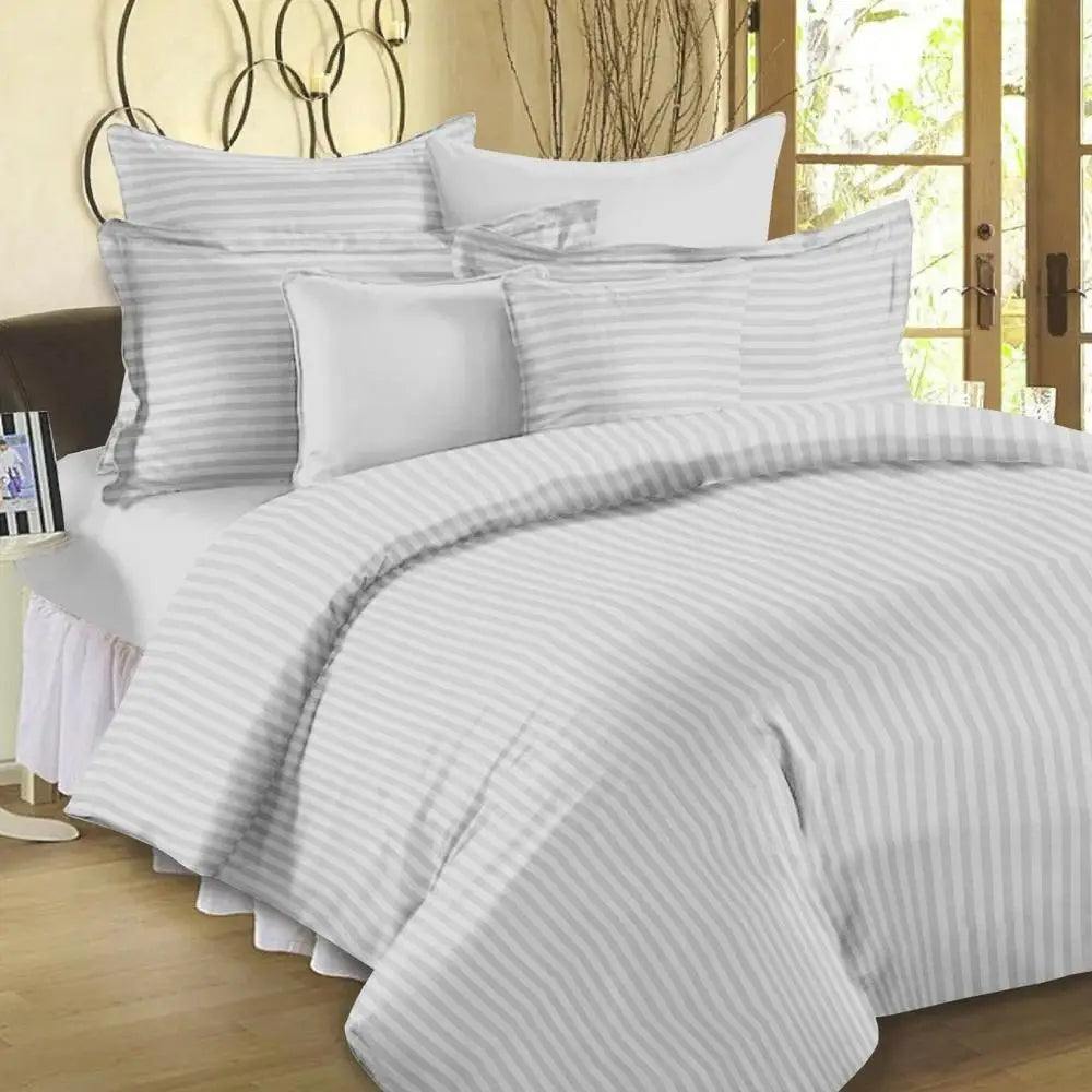 Luxury Satin Stripe Duvet Cover Set – 100% Microfiber Bedding Set – Single, Double, King Super King Sizes Soft Hotel Quality