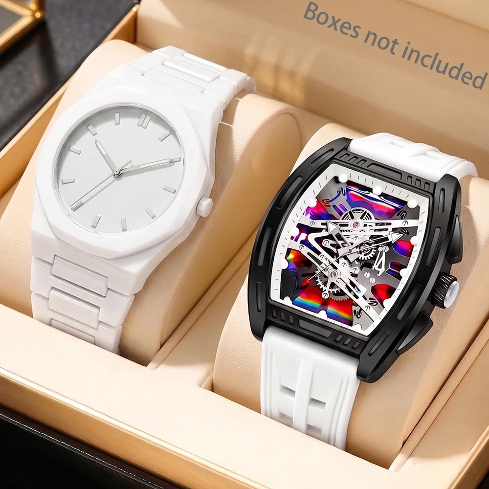 2PCS/SET Men's Watch Accessories Fashion Business Exquisite Luxury Quartz Watch Set Japanese Clothing Matching Perfect Gift
