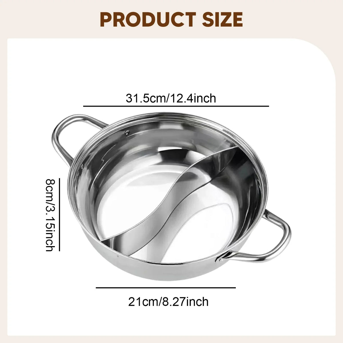 Stainless Steel Divided Hot Pot Cooking Pot Double Favor Fit Induction Cooktop Gas Stove for Family Party Home Picnic 30/32/34/3