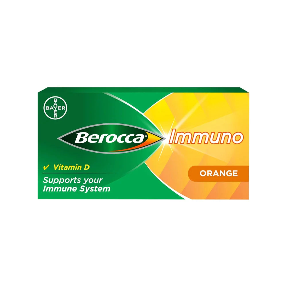 Berocca Immuno Effervescent Tablets, 11 Vitamins and Minerals, Including Vitamins D, C, A, B9, Zinc and Iron