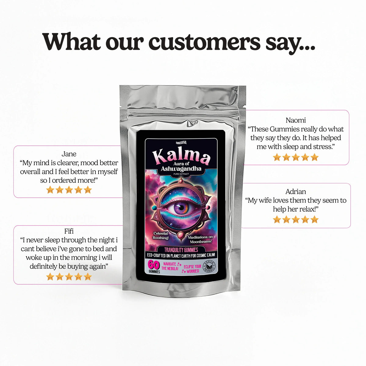 Kalma 6 x 60 Gummies Full Pack Bundle Pure Ashwagandha Extract + Vitamin B6 Adaptogenic Vegan Gummies - 6 Month Supply Formulated for Calm, Balance + Mental Clarity. Support Focus, Restful Sleep + Your Natural Response to Eve