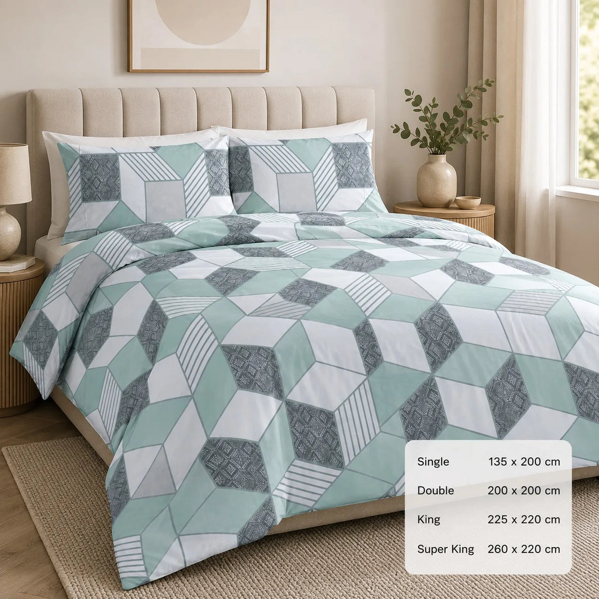 Luxury Printed Microfibre Duvet Cover Set with Pillowcase Soft Breathable Bedding Quilt Cover Single Double King Super King All Season