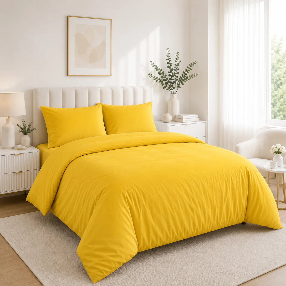 Duvet Cover with Pillowcase Polycotton Plain Dyed Quilt Bedding Set Available Size Single Double King