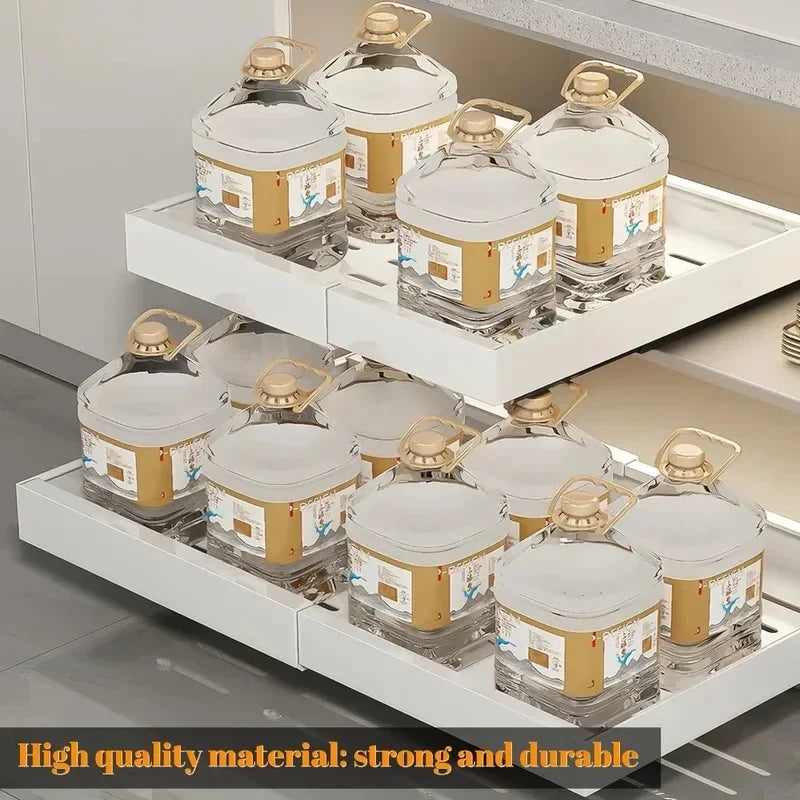 Pull Out Tray Cabinet Organizer Kitchen Storage Rack Expandable Under Sink Spice Boxes Silent Slide Drawer Style Bowl Dish Shelf
