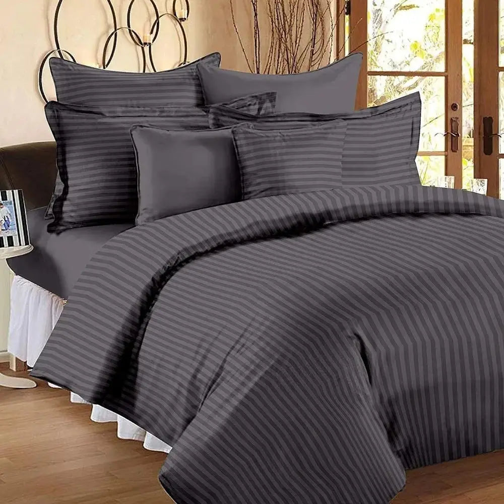 Luxury Satin Stripe Duvet Cover Set – 100% Microfiber Bedding Set – Single, Double, King Super King Sizes Soft Hotel Quality
