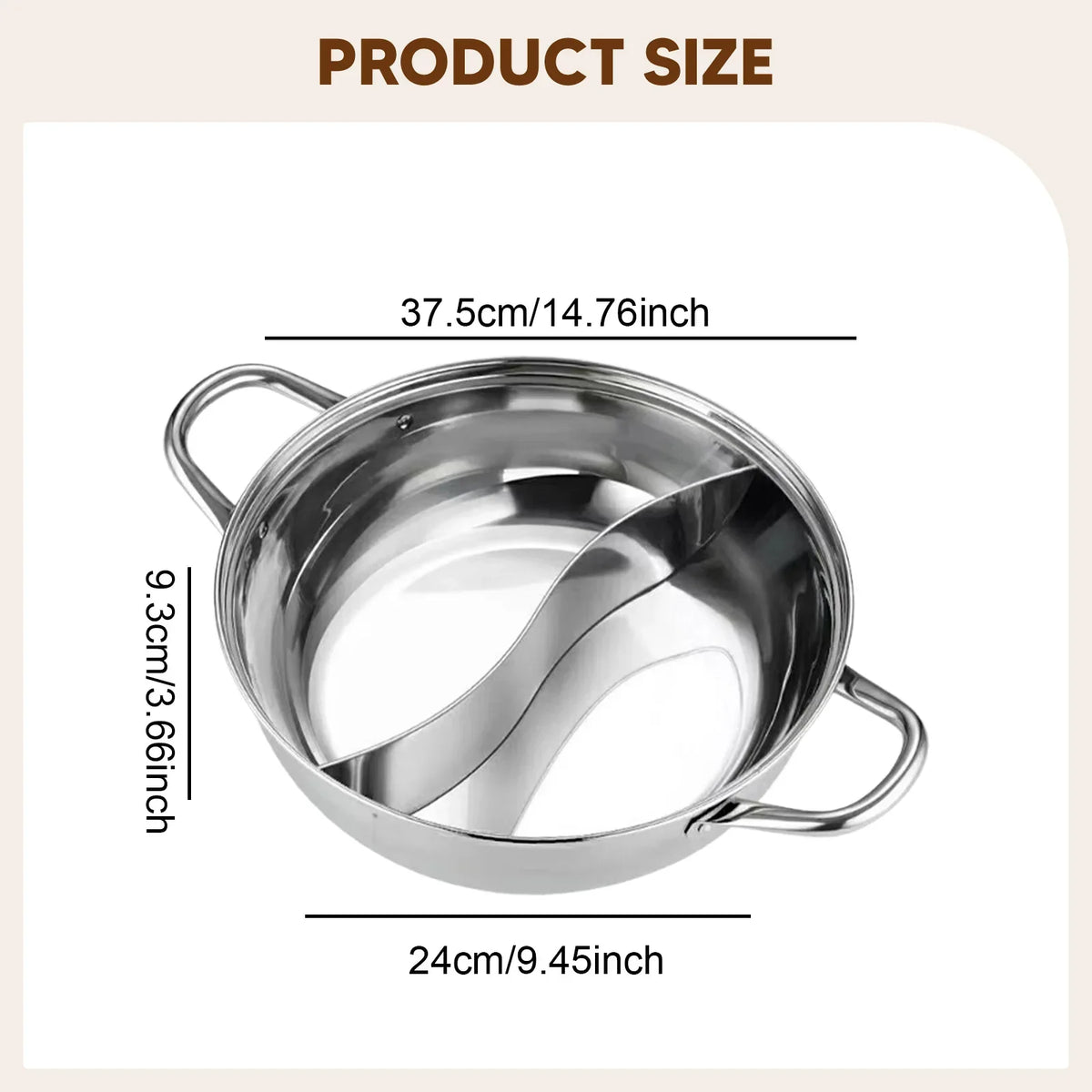 Stainless Steel Divided Hot Pot Cooking Pot Double Favor Fit Induction Cooktop Gas Stove for Family Party Home Picnic 30/32/34/3