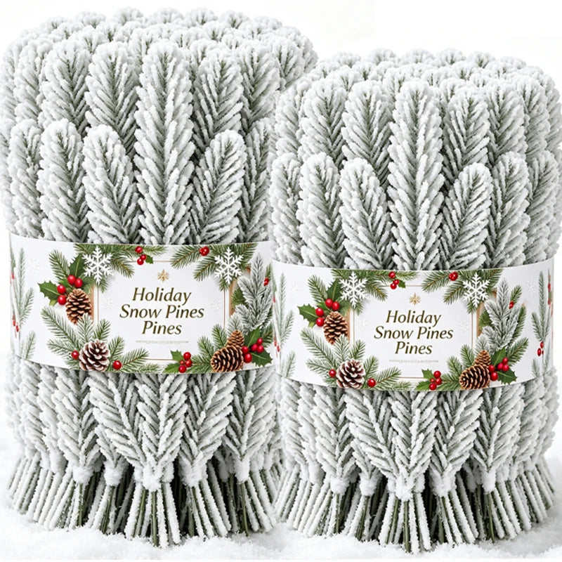 Large Artificial Pine Needles Branches Snow Pine for Christmas Xmas Tree Wreath DIY Fake Plants Ornaments Home New Year Gifts