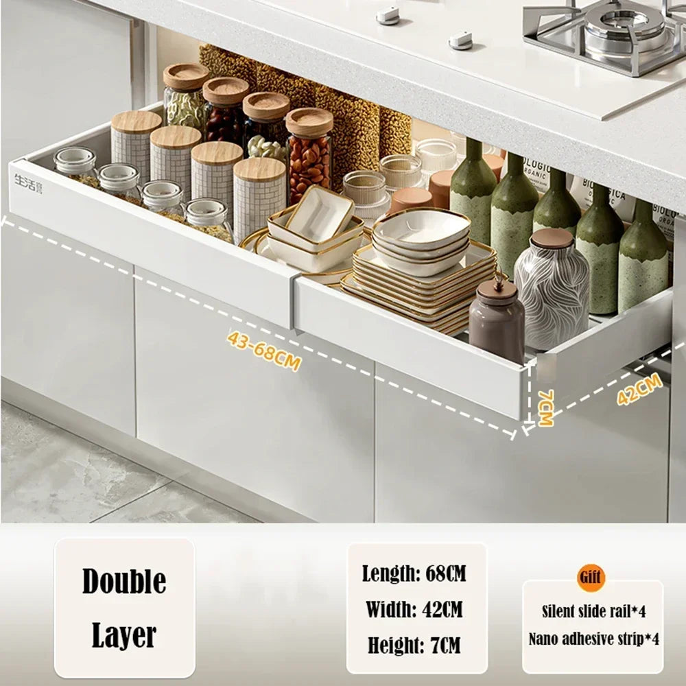 Pull Out Tray Cabinet Organizer Kitchen Storage Rack Expandable Under Sink Spice Boxes Silent Slide Drawer Style Bowl Dish Shelf