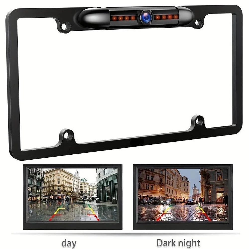 HD Backup Camera License Plate Metal Frame Rear View Parking Camera CMOS LED Night Vision For Car Truck SUV