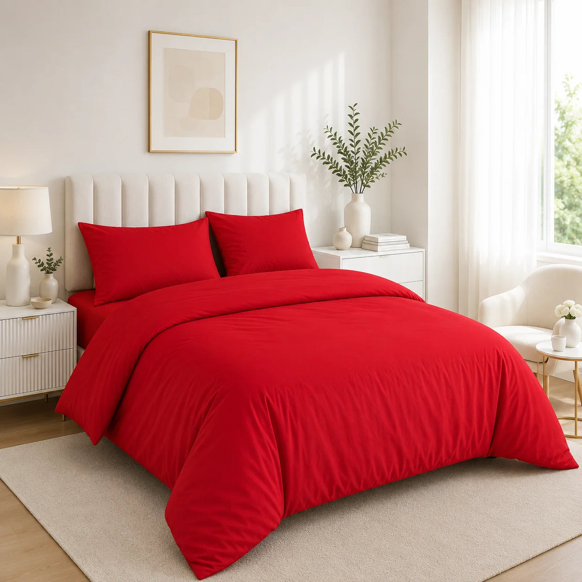 Duvet Cover with Pillowcase Polycotton Plain Dyed Quilt Bedding Set Available Size Single Double King
