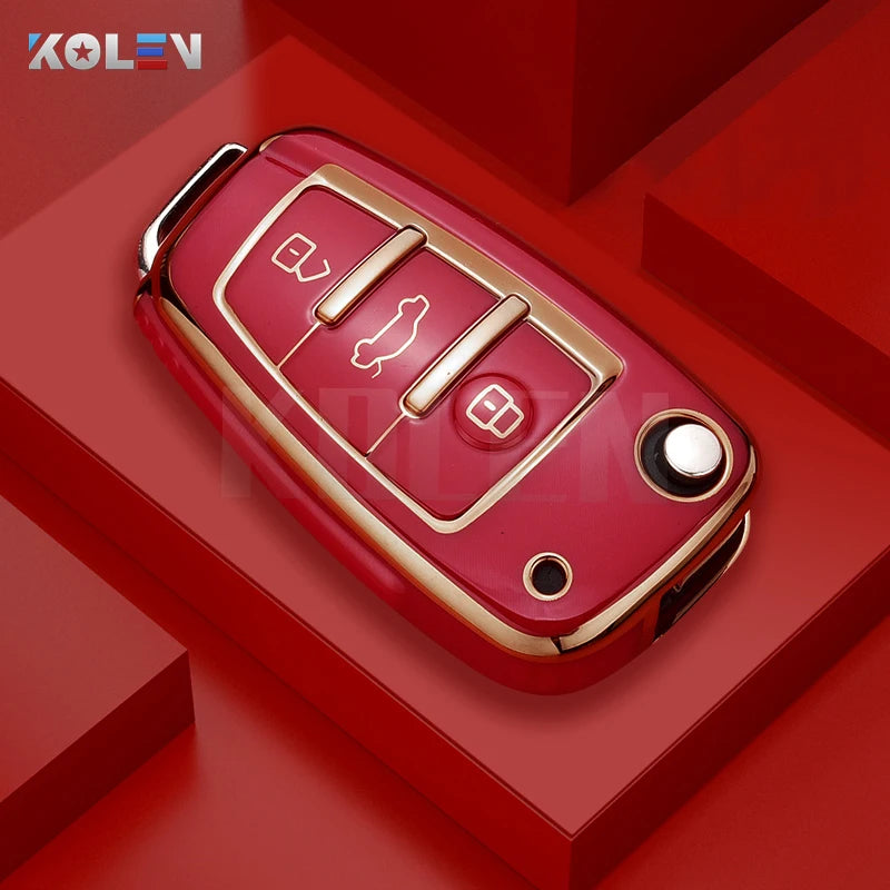 Fashion TPU Car Flip Key Case Cover Shell For Audi A1 A3 8P 8L A4 A5 B6 B7 A6 A7 C5 C6 4F Q3 Q5 Q7 Q8 TT S3 S4 S6 RS Accessories