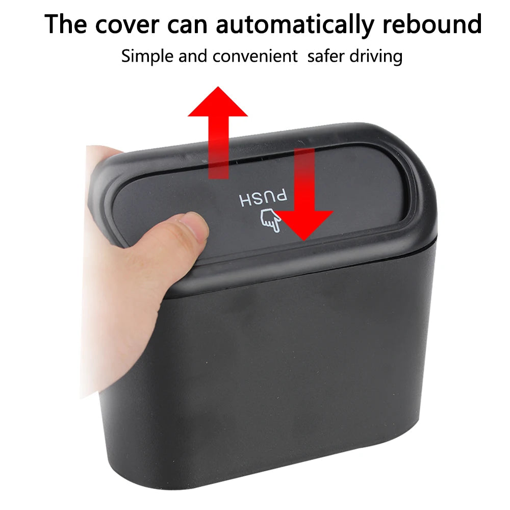 Storage Box Pressing Type Trash Can ABS Hanging Vehicle Garbage Dust Case Car Trash Bin