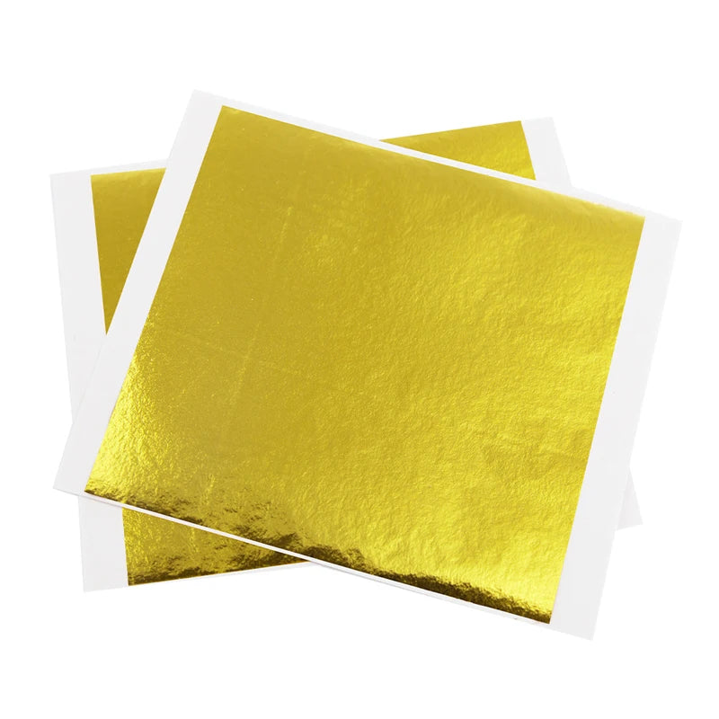 13x13.5cm Champagne Silver Foil Paper Gold Leaf Sheets in Arts Furniture Nail Decorations Paintings Gilding 100pcs Craft Paper