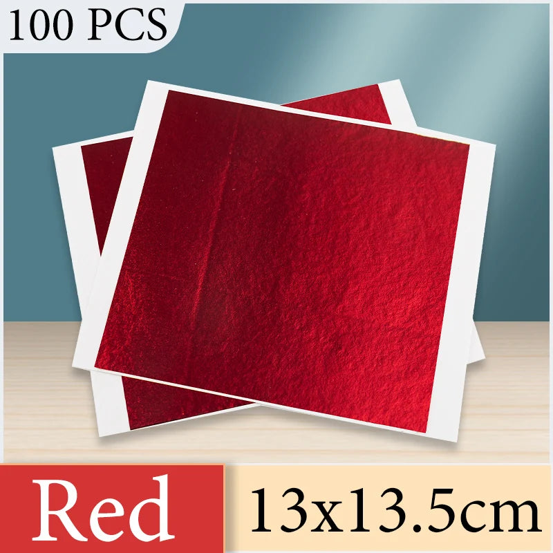 13x13.5cm Champagne Silver Foil Paper Gold Leaf Sheets in Arts Furniture Nail Decorations Paintings Gilding 100pcs Craft Paper