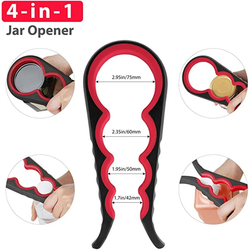 Bottle Opener Set - Multifunctional  6-in-1 Bottle Opener Jar Lids Opener, 4-in-1 Jar Opener and Non Slip Lids Opener Gripper