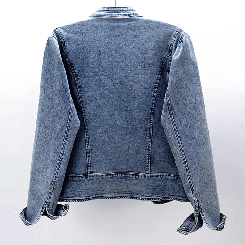 Spring 2026 New Embroidered Stretch Denim Jacket Women Short Jackets Cardigan Basic Jacket Fashion Female Jacket Trend