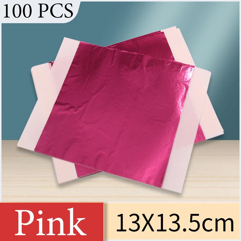 13x13.5cm Champagne Silver Foil Paper Gold Leaf Sheets in Arts Furniture Nail Decorations Paintings Gilding 100pcs Craft Paper