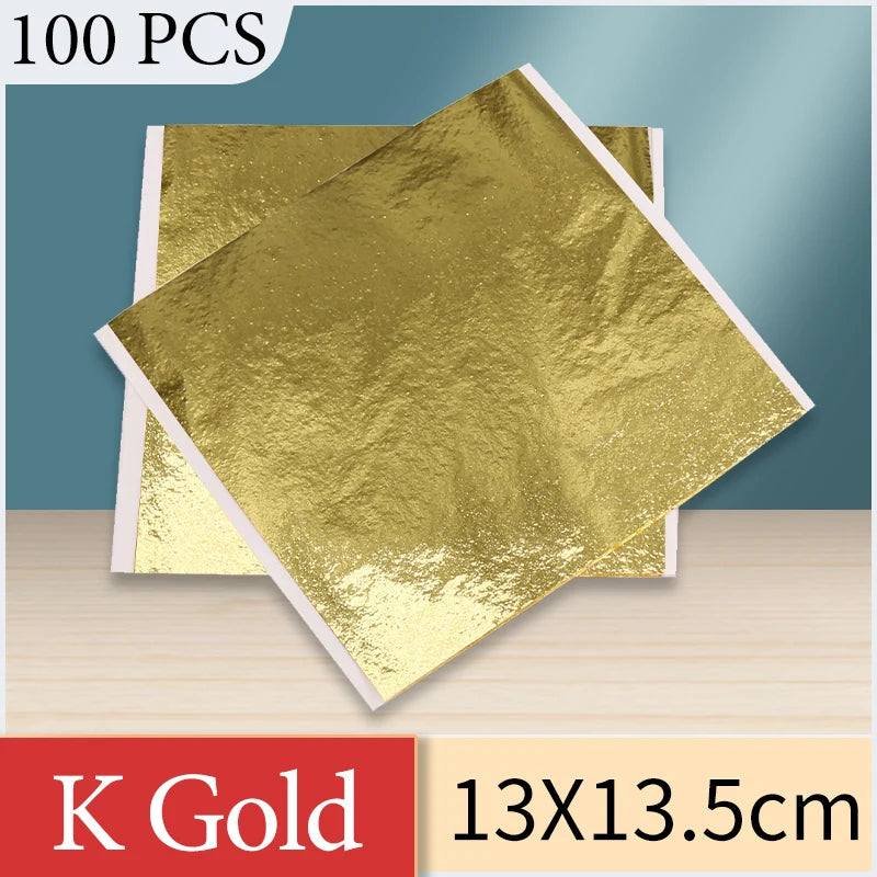 13x13.5cm Champagne Silver Foil Paper Gold Leaf Sheets in Arts Furniture Nail Decorations Paintings Gilding 100pcs Craft Paper