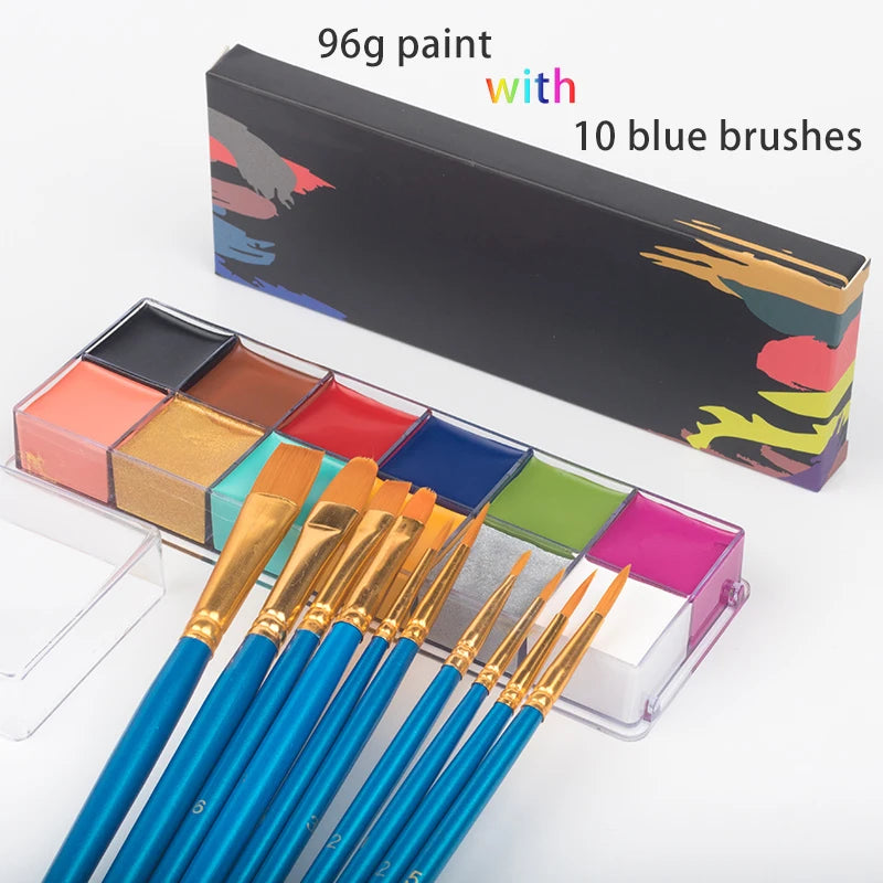 Paint Body Makeup Halloween Face Body Art 12/20 Colors Painting Kit with Brushes Safe Ingredient Available for Kid and Adult