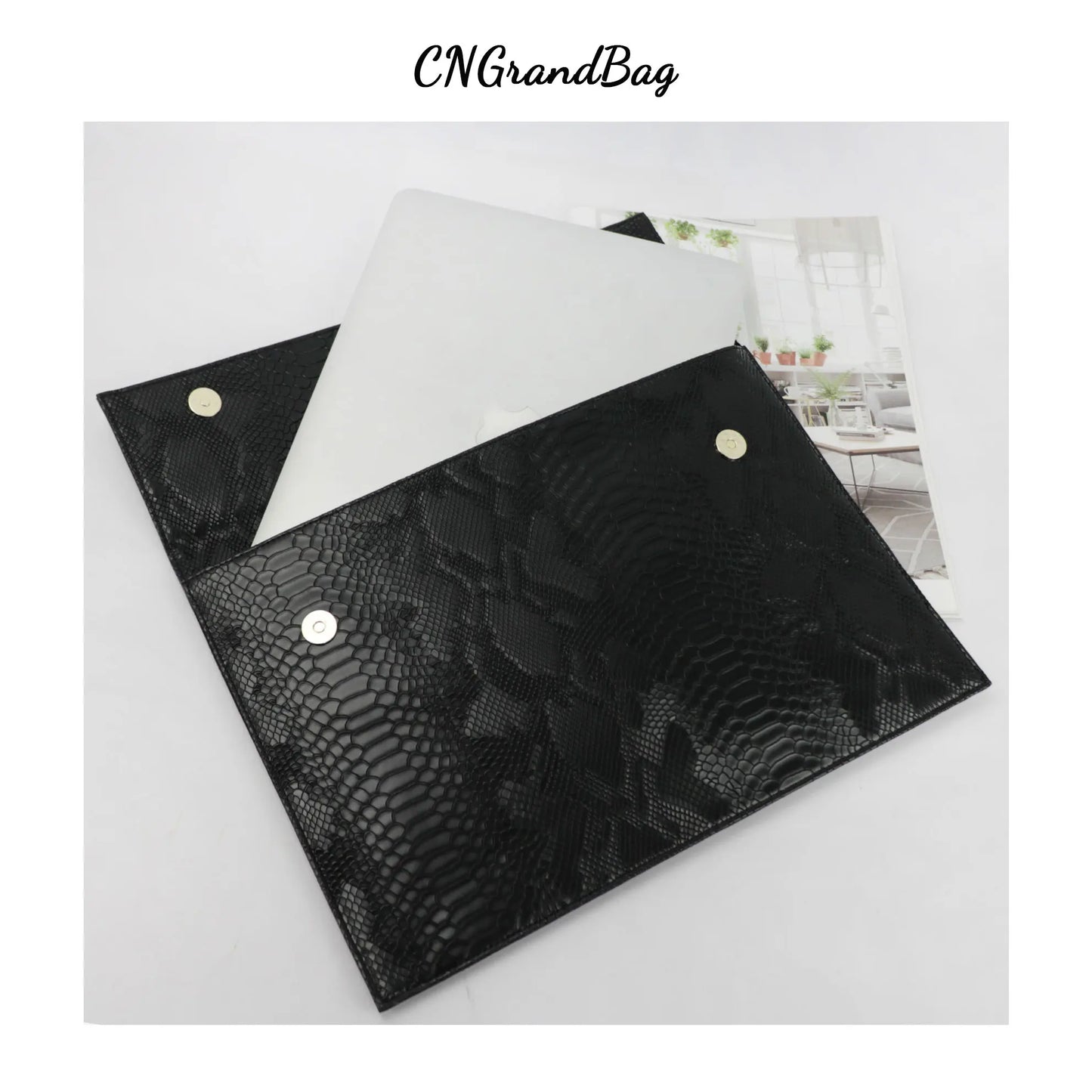 Customized PU Leather Laptop Sleeve for Macbook 13" Air Pro Retina Unisex Computer Bag For Macbook Snake Pouch Bag
