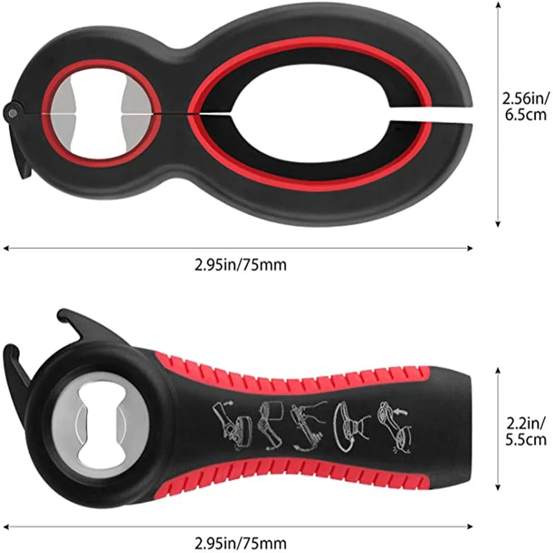 Bottle Opener Set - Multifunctional  6-in-1 Bottle Opener Jar Lids Opener, 4-in-1 Jar Opener and Non Slip Lids Opener Gripper
