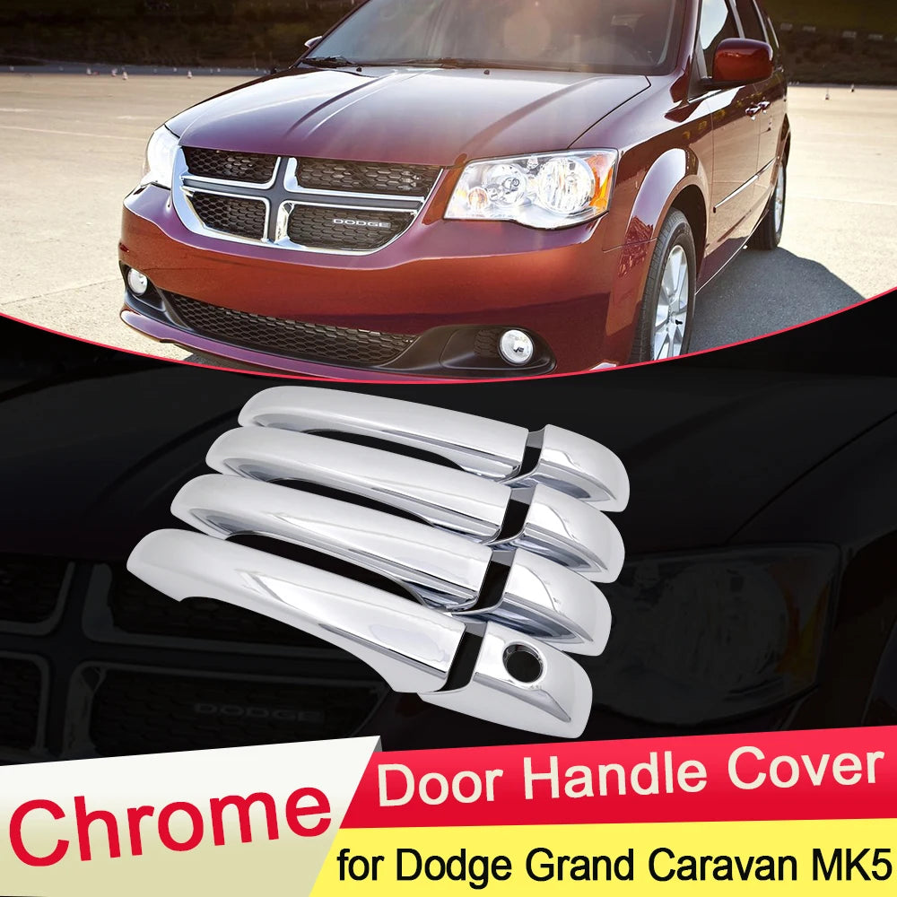 for Dodge Grand Caravan MK5 2008~2020 Chrome Door Handle Cover Trim Catch Set Car Styling Accessories 2009 2010 2011 2012 2013