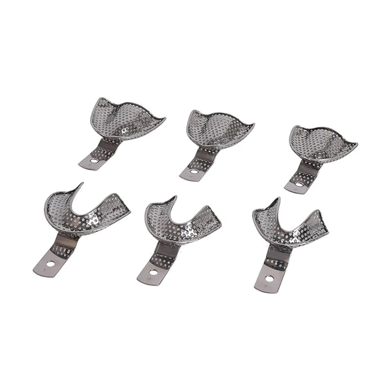 Stainless Steel Edentulous Dental Trays, Perforated Impression Trays, Non-Occlusal Trays, 4 Sizes