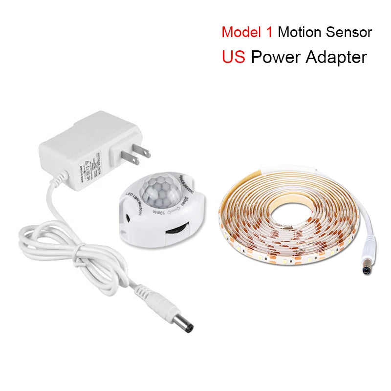 1-5m PIR Motion Sensor LED Strip Lights IP65 Waterproof DC 12V Diode Tape Auto On/Off Stairs Wardrobe Closet Kitchen Light
