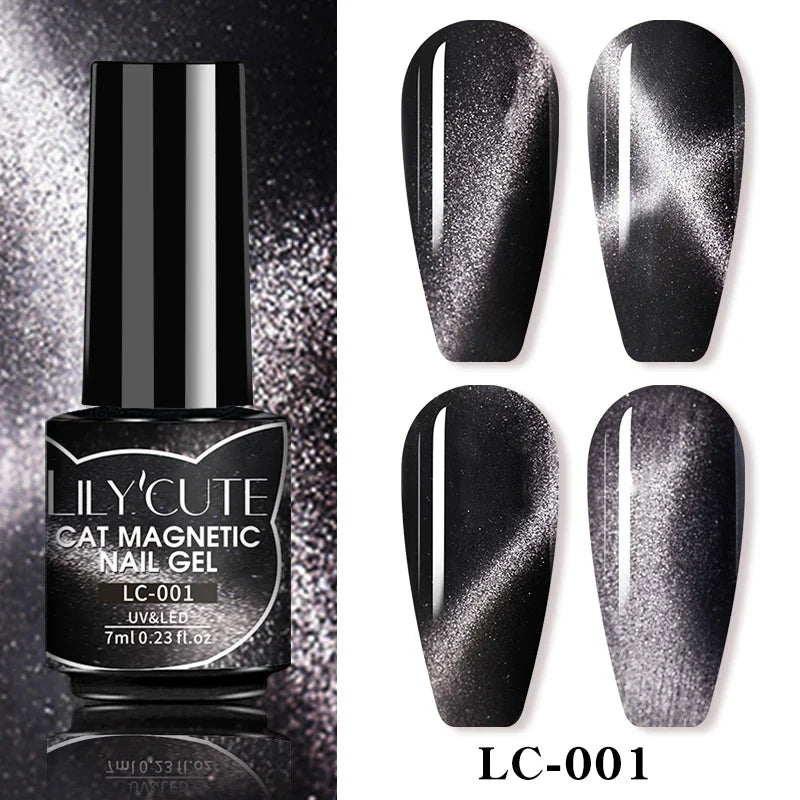 LILYCUTE 7ml 9D Cat Magnetic Gel Nail Polish Iridescent Magnet Semi