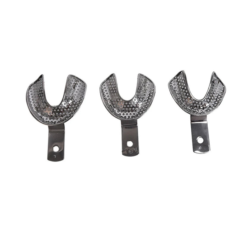 Stainless Steel Edentulous Dental Trays, Perforated Impression Trays, Non-Occlusal Trays, 4 Sizes