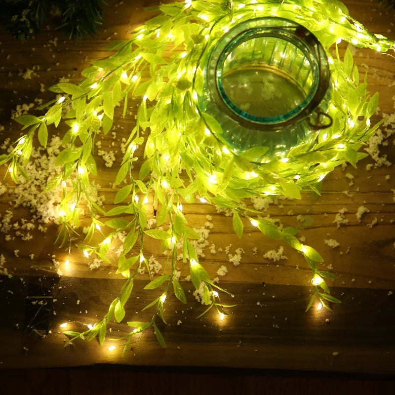 Artificial Ivy Garland Fake Plants Vine Hanging LED String Light Hanging for Home Garden Office Wedding Christmas Wall Decor