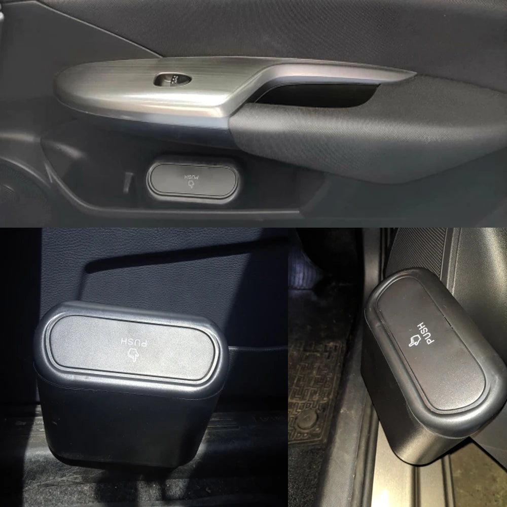 Storage Box Pressing Type Trash Can ABS Hanging Vehicle Garbage Dust Case Car Trash Bin