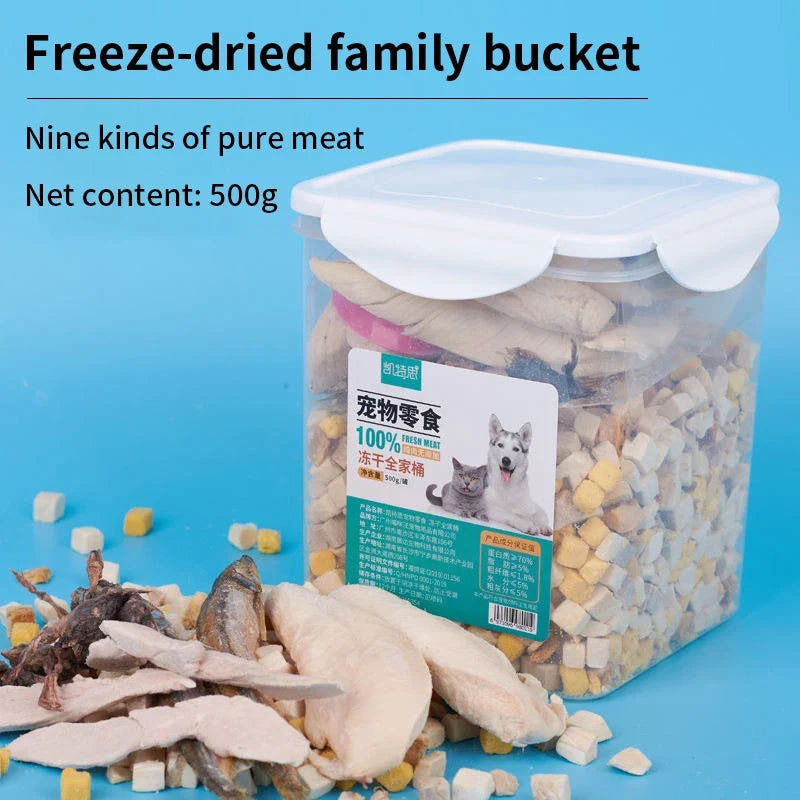 Cat snacks pet freeze-dried 500g freeze-dried barrel chicken chicken breast quail spring fish raw