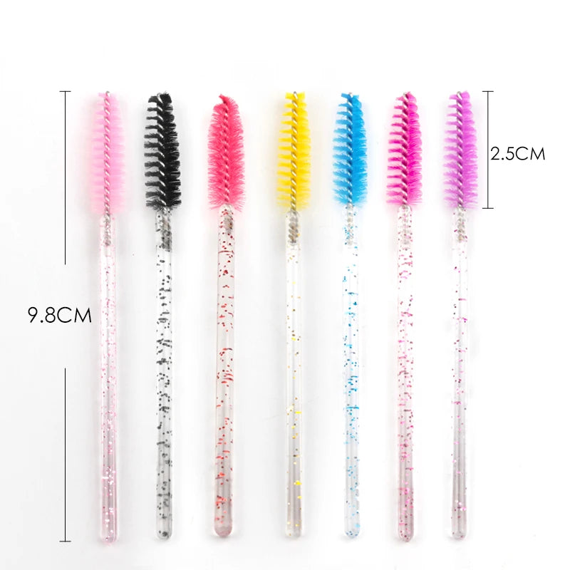 5/50 Pcs Crystal  Mascara Wands Eyelash Brush Spoolies For Eye Lash Extension Eyebrow And Makeup Crystal Makeup Tools
