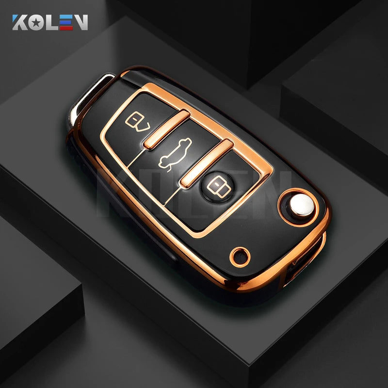 Fashion TPU Car Flip Key Case Cover Shell For Audi A1 A3 8P 8L A4 A5 B6 B7 A6 A7 C5 C6 4F Q3 Q5 Q7 Q8 TT S3 S4 S6 RS Accessories