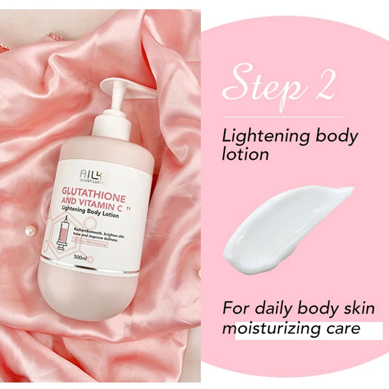 AILKE Vitamin C and Glutathione Brightening Body Lotion, Even Skin Tone, Lightening, Neck, Elbows, Armpits, Legs, Glowing Cream