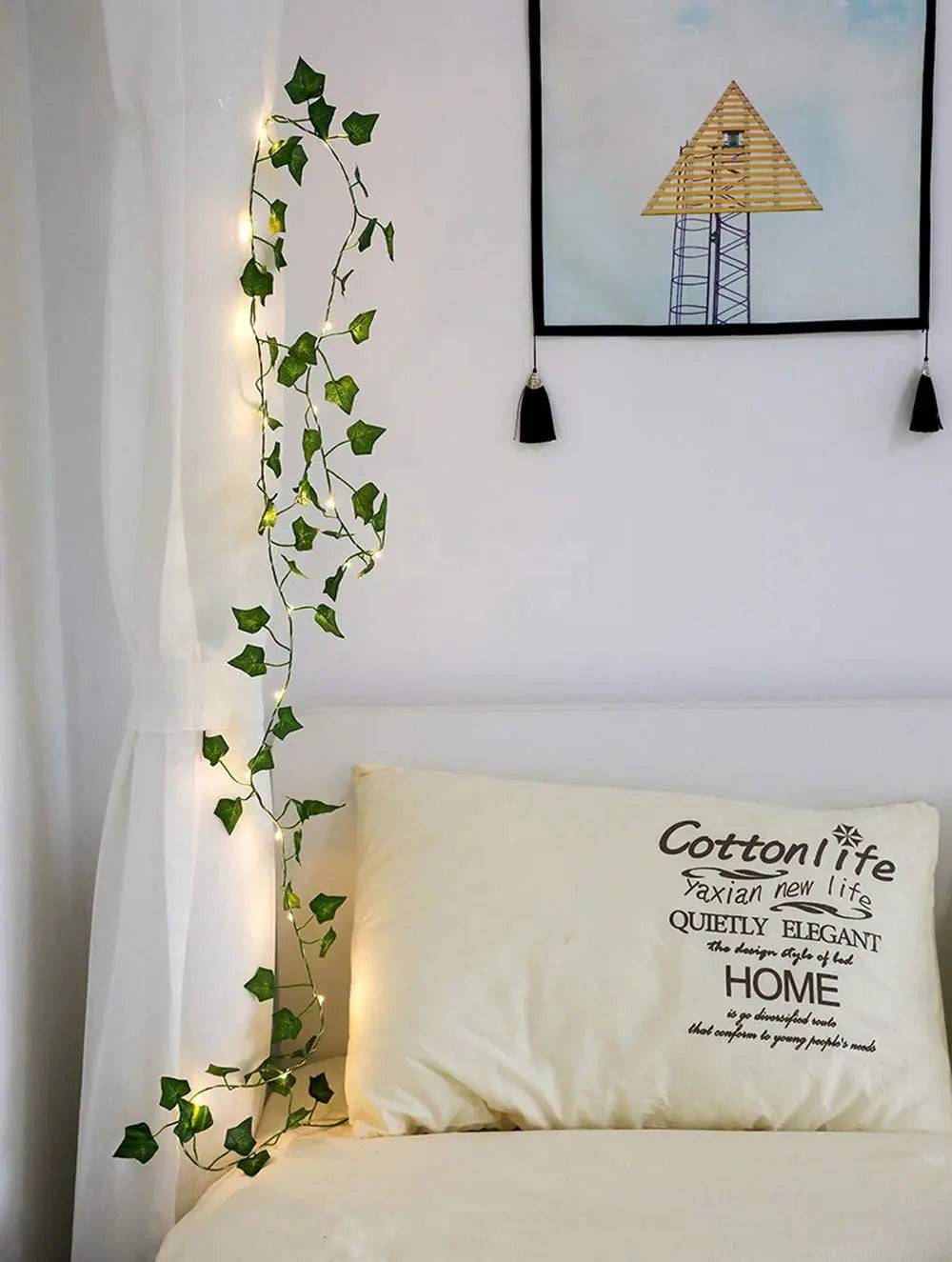 Artificial Ivy Garland Fake Plants Vine Hanging LED String Light Hanging for Home Garden Office Wedding Christmas Wall Decor