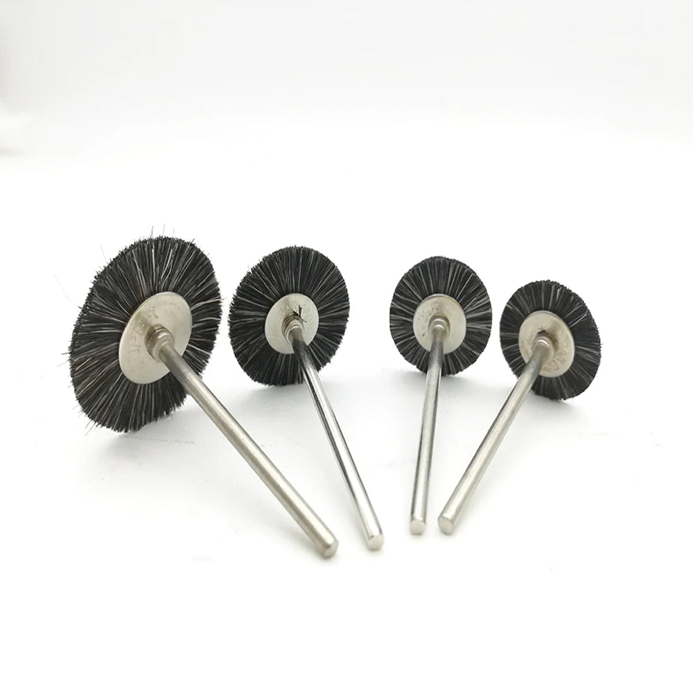 50 PCS Dental Polishing Tool 2.35mm Shank Black Wool Mounted Brush with Mandrel Handle for Dental Work Polishing Jewelry Buffing