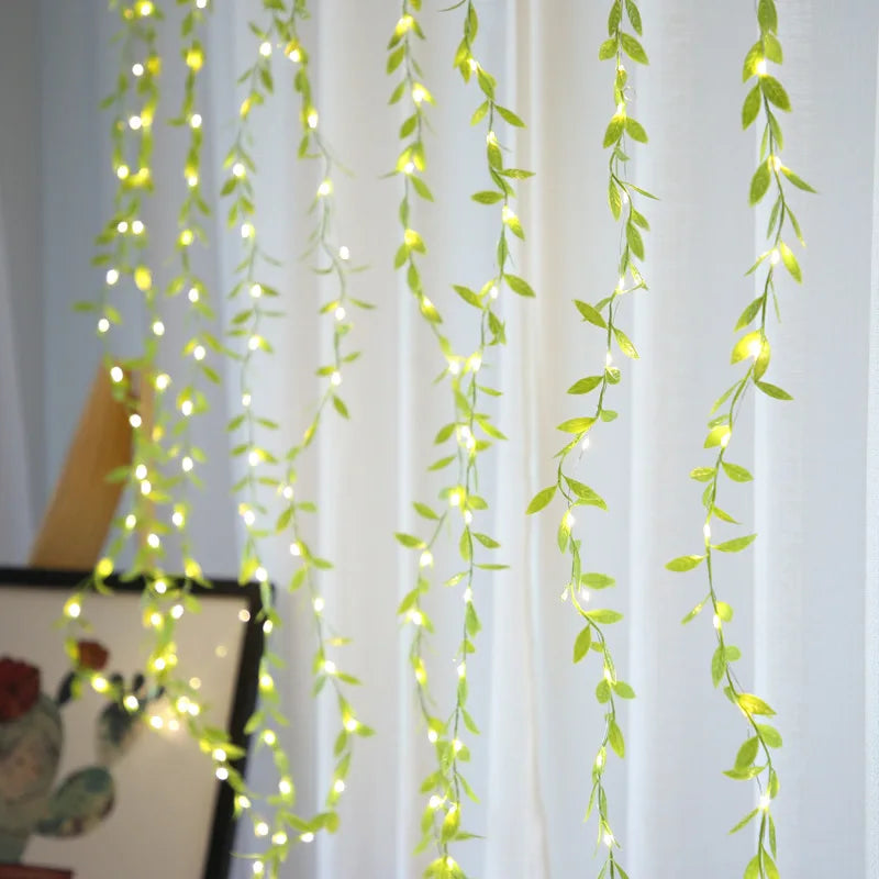 Artificial Ivy Garland Fake Plants Vine Hanging LED String Light Hanging for Home Garden Office Wedding Christmas Wall Decor