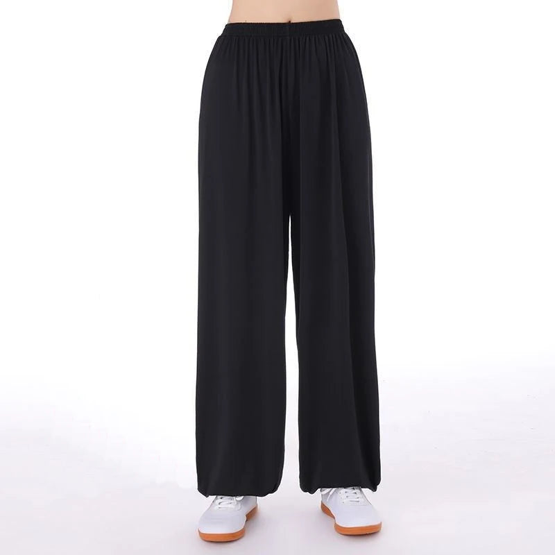 Unisex Tai Chi pants ice silk Tai Chi clothing pants morning exercise summer plus size loose bloomers practice martial arts pant