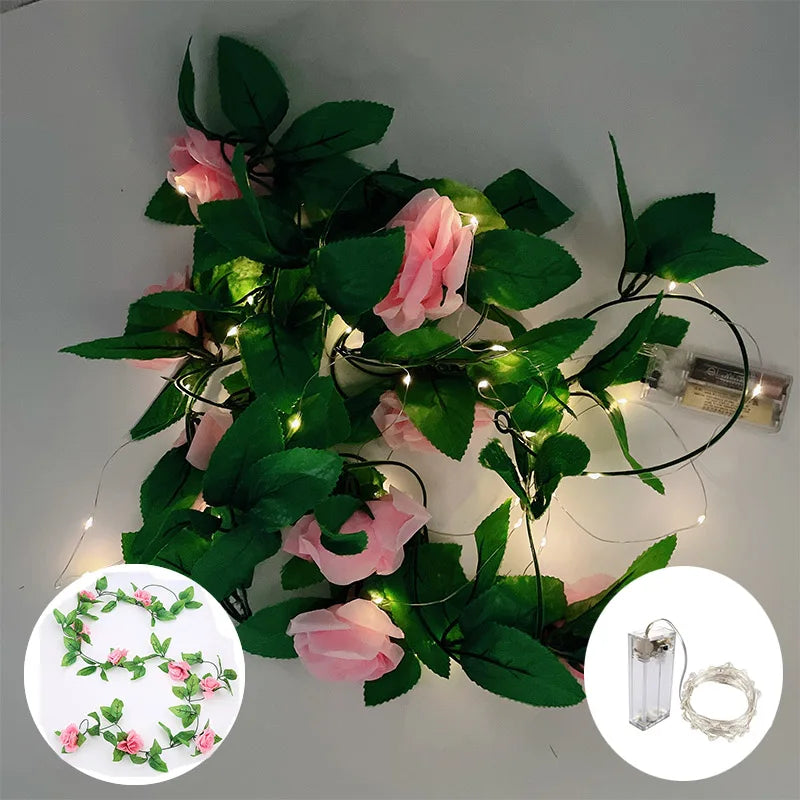 Artificial Ivy Garland Fake Plants Vine Hanging LED String Light Hanging for Home Garden Office Wedding Christmas Wall Decor