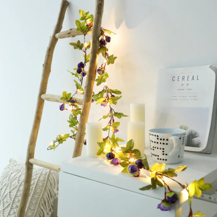 Artificial Ivy Garland Fake Plants Vine Hanging LED String Light Hanging for Home Garden Office Wedding Christmas Wall Decor