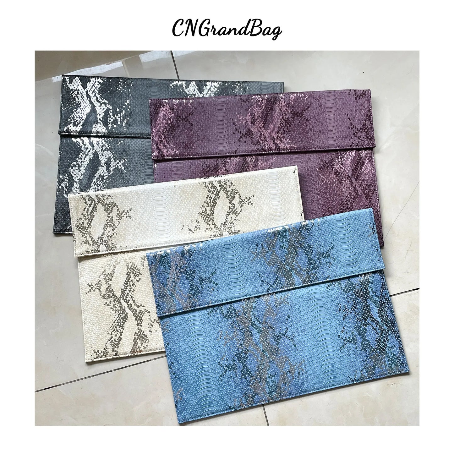 Customized PU Leather Laptop Sleeve for Macbook 13" Air Pro Retina Unisex Computer Bag For Macbook Snake Pouch Bag