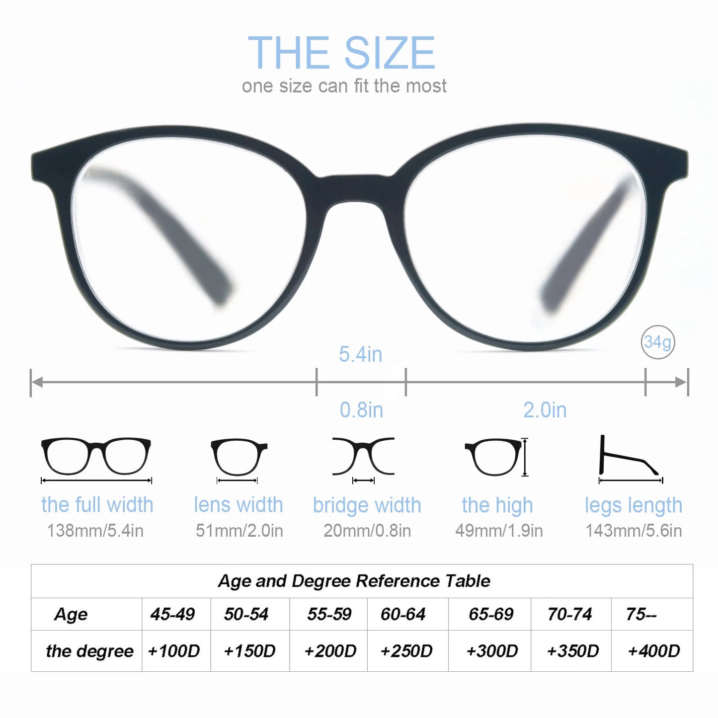MODFANS Reading Glasses For Women and men,Classic Round Sunglasses Readers Frame with Spring Hinge Eyeglass Diopter+0.5 ~ +4.0