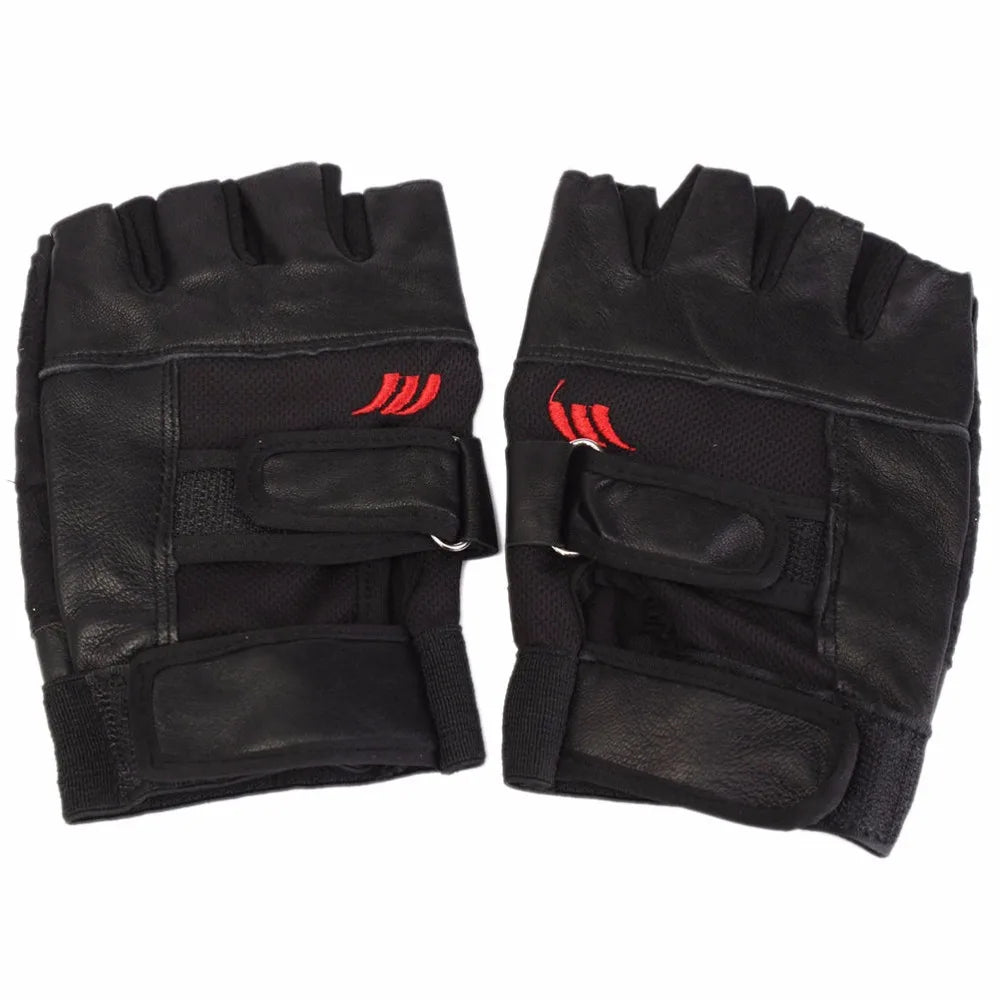 New 1Pair Men Black PU Leather Weight Lifting Gym Gloves Workout Wrist Wrap Sports Exercise Training Fitness Wholesale