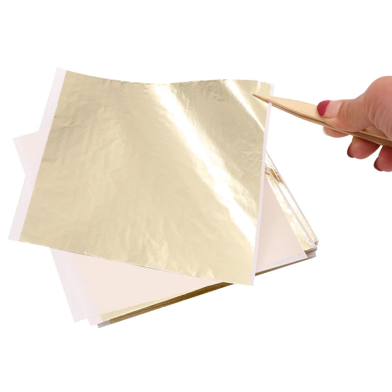 13x13.5cm Champagne Silver Foil Paper Gold Leaf Sheets in Arts Furniture Nail Decorations Paintings Gilding 100pcs Craft Paper