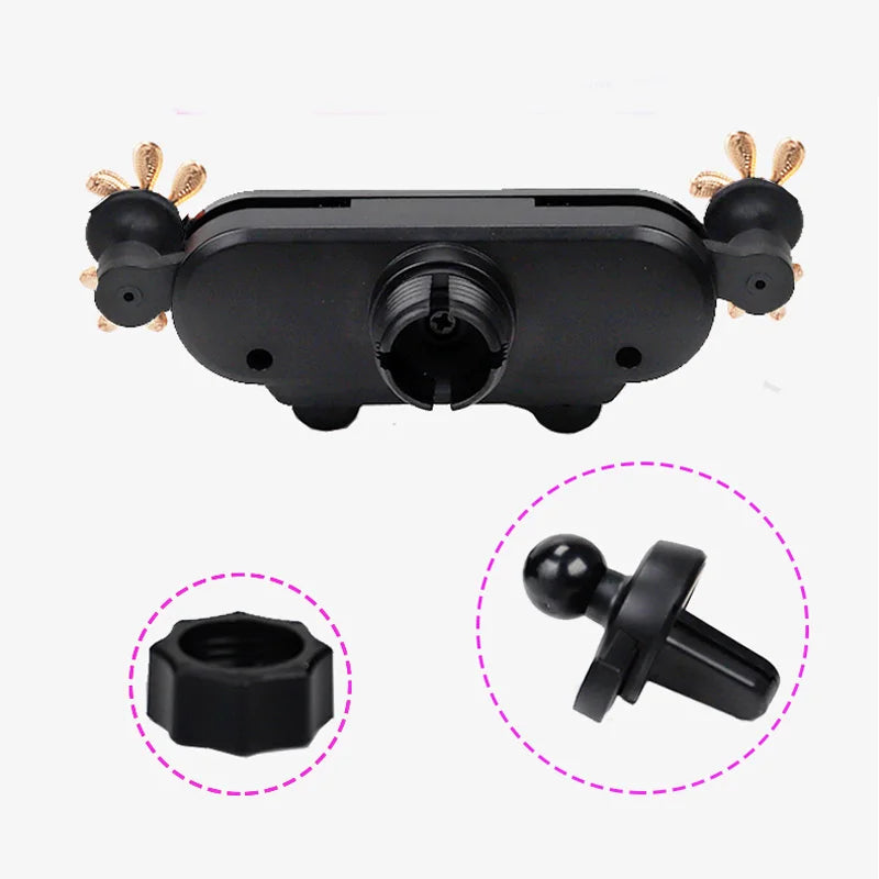 New Crystal Flower Gravity Car Phone Holder Universal Strong Air Vent Clip Mount Adjustable Mobile Cell Stand for Hands-Free